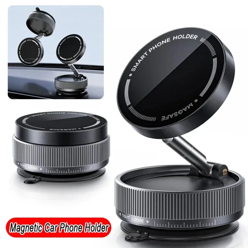 

2025 Vacuum Suction Magnetic Phone Holder - 360° Foldable Car Mount with Ultra-Strong N52 Magnets