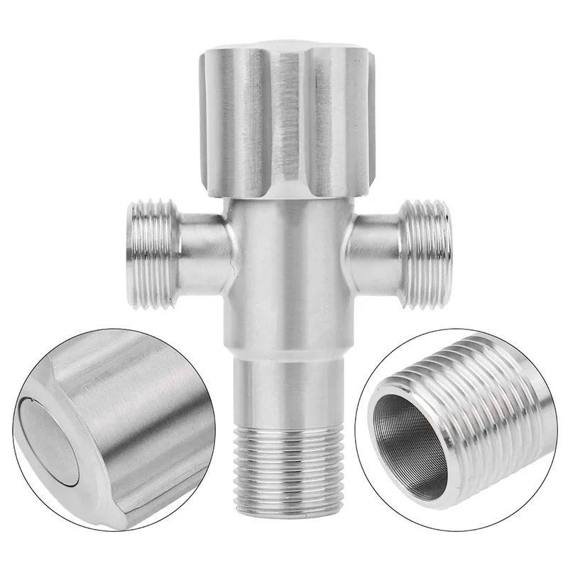 

G1/2 Stainless Steel 3 Way Angle Valve 1 In 2 Out Water Diverter For Toilet Bidet Sprayer Water Splitter Triangle Valve