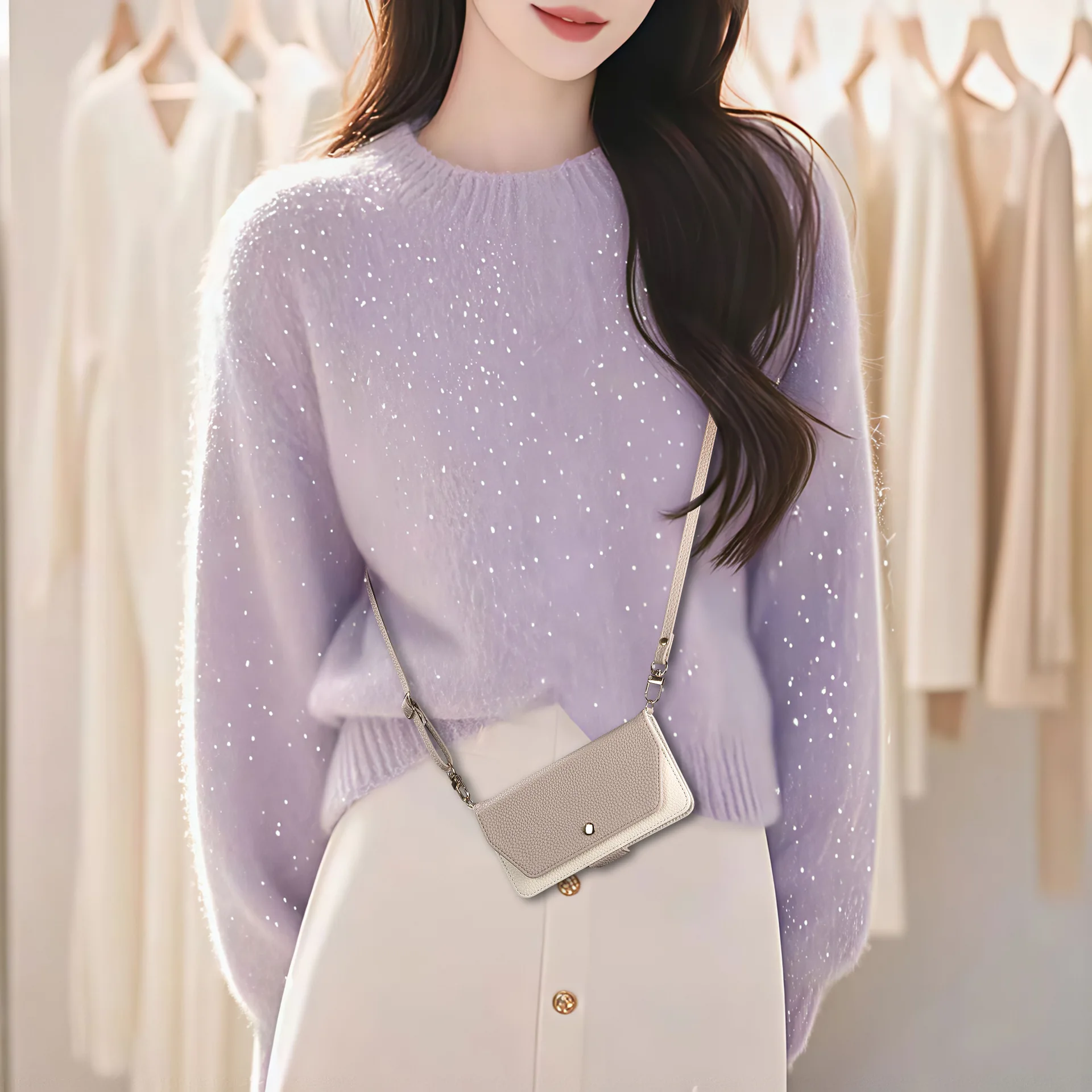 Japan Luxe Crossbody Lange Band Kaartsleuf Flip Portemonnee Lychee Lederen Case Cover voor Iphone 16 15 14 13 12 Mini 11 Pro Max Plus