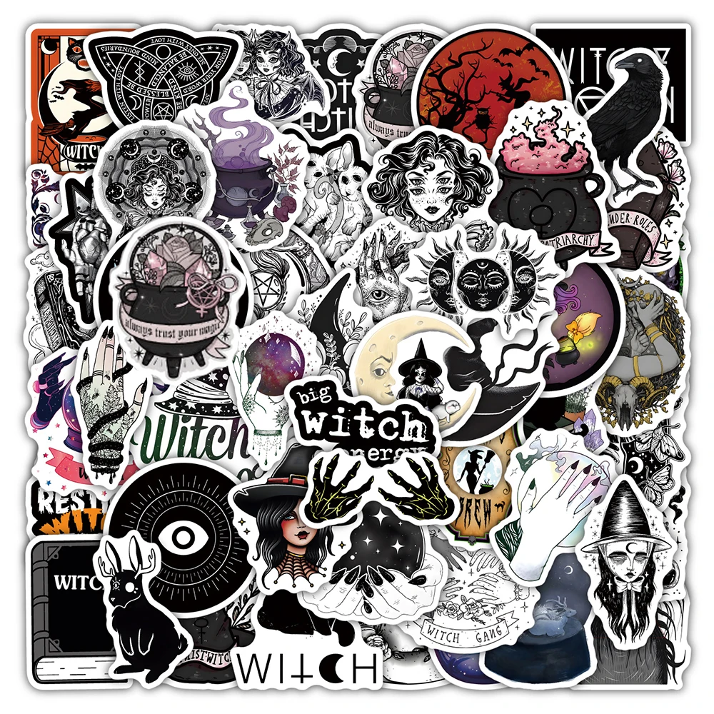 

10/30/50pcs Cool Gothic Magic Witch Graffiti Stickers Laptop Motorcycle Luggage Guitar Phone Bike Car Waterproof Sticker Kid Toy