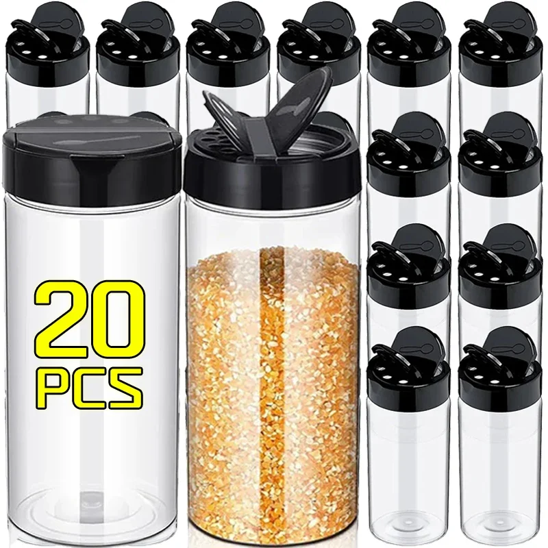 1/20PCS Portable Spice Bottles Clear Seasoning Containers with Shaker Lids Reusable Condiment Storage Jar for Kitchen Barbecue