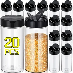 1/20PCS Portable Spice Bottles Clear Seasoning Containers with Shaker Lids Reusable Condiment Storage Jar for Kitchen Barbecue