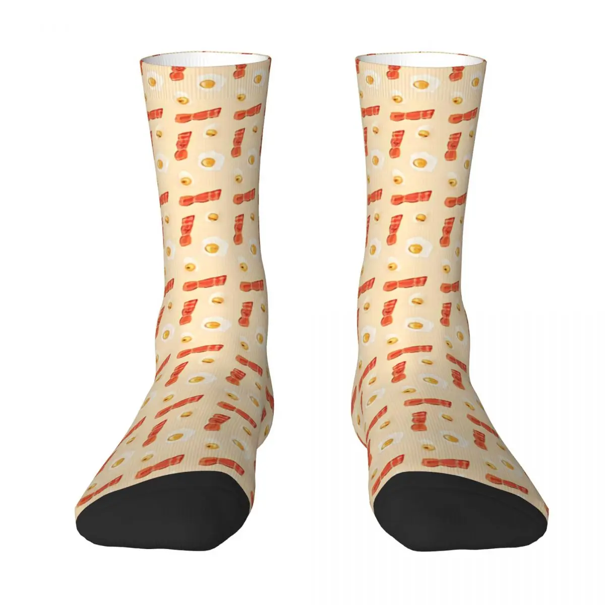 Autumn Winter Fashion Women Men Cute Eggs And Bacon Pattern Socks Yellow Breathable Yoga Socks