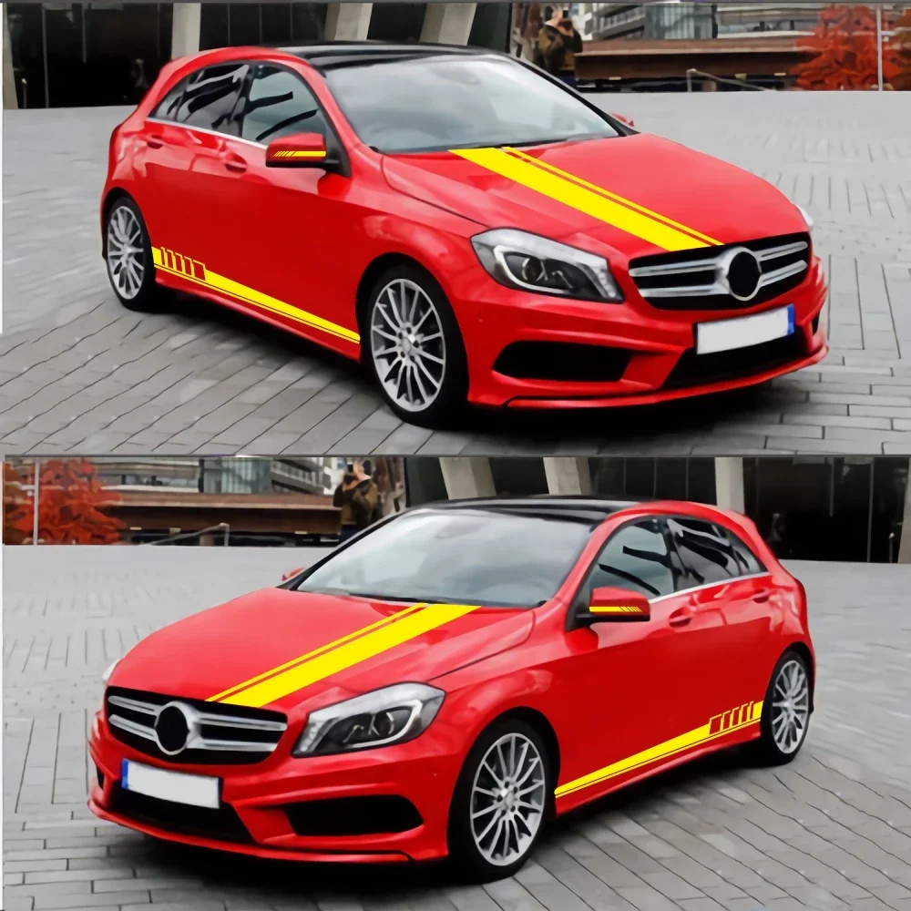 

hood door accessories 5PCS Fashion sports racing car sticker stripe modelling of DIY decoration waist rearview mirror vinyl