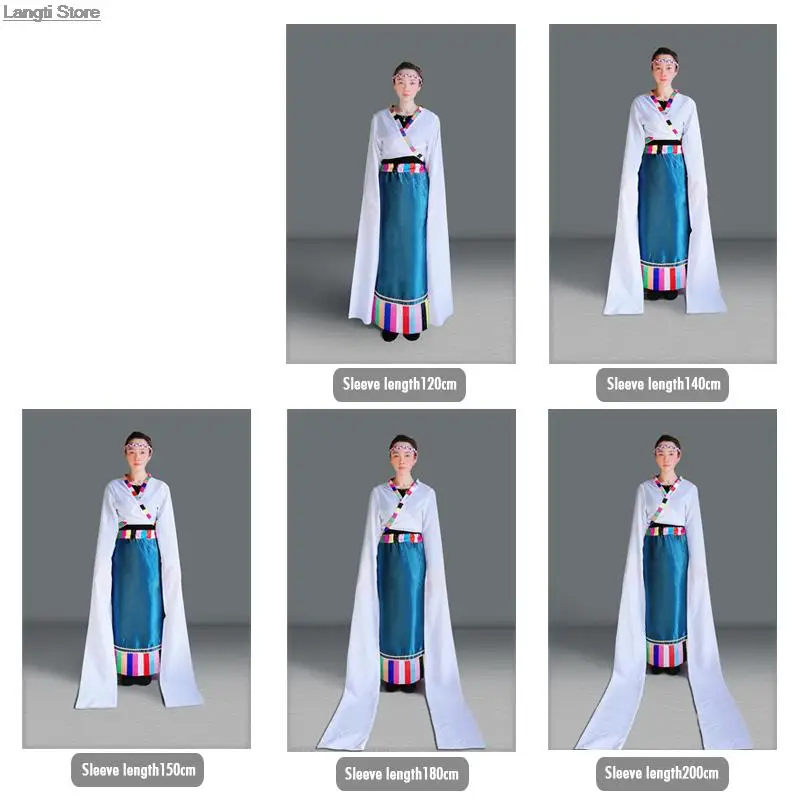 Gradient Color Hanfu Chinese Dance Tops Water Sleeves Classical Peking Opera Tibetan Women Girls Practice Perfomance Costume