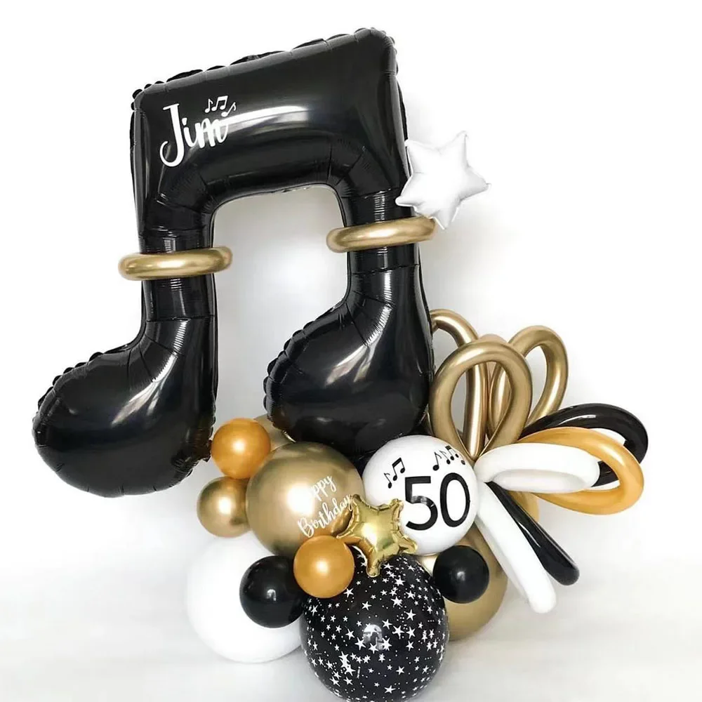 10 Stück Schwarz Rot Gold Musikalische Einzel- und Doppelnote Folienballon Sänger Rock Disco Musik Thema Dekoration Geburtstagsparty Zubehör – Detail 10