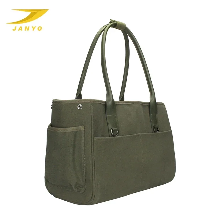

Fast Delivery Multi-function Lightweight Comfortable Breathable Canvas Dog Tote Bags Pet Carrier Fashion Snap Button