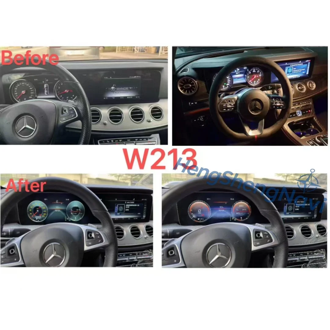 

Digital Cluster&Android radio For Mercedes-Benz W213 2016-2019 Android 14 Speedometer CarPlay/Android Auto/HiCar GPS Instrument