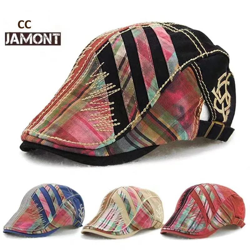 High Quality Baseball Cap Men Hat Spring Autumn Fashion Classic Retro Beret Women Stitching Plaid Forward Hat Male Wholesale