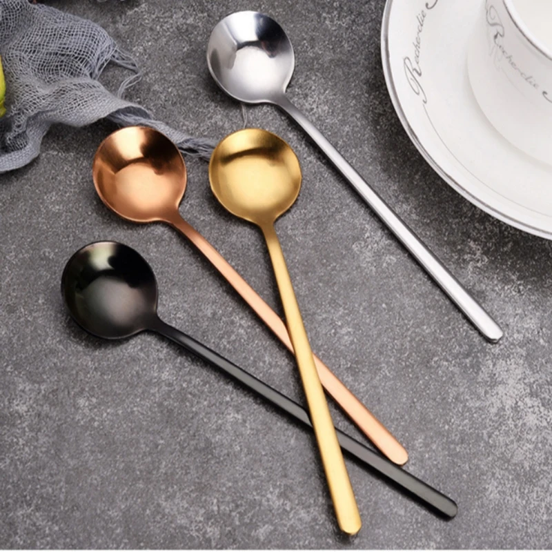 1Pcs Large Size 304 Stainless Steel Coffee Spoon Round Head Spoon Korean Style Spoons Honey Dessert Gift Mixing Spoon