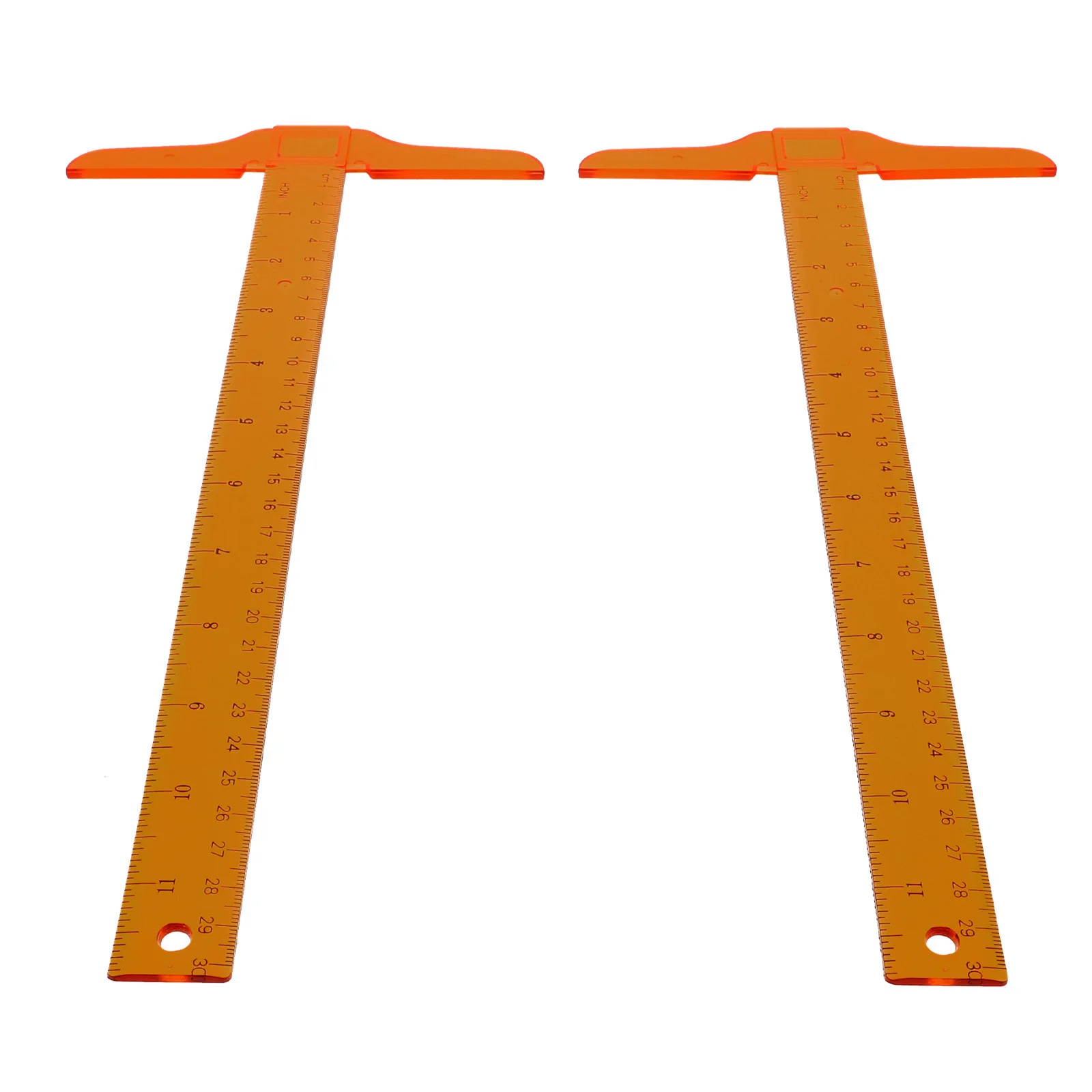 

Drawing Supplies 2Pcs Plastic T Shape Ruler Measuring Straight Edge Ruler for Student School Orange Inch Centimeter Calibration