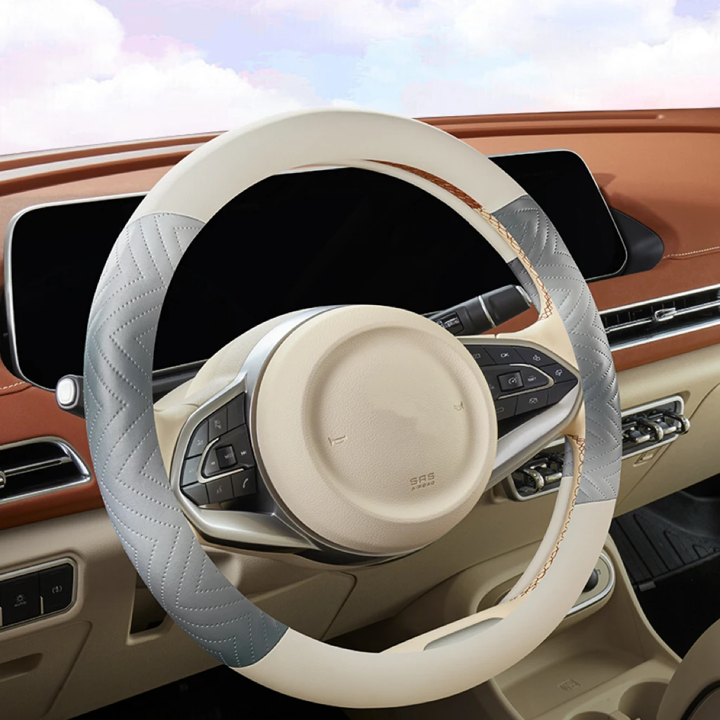 غطاء عجلة القيادة متدرج قزحي الألوان - جلد PU متين وناعم، حرفية ممتازة، استخدام لجميع المواسم - يناسب 14.5-15 بوصة #3