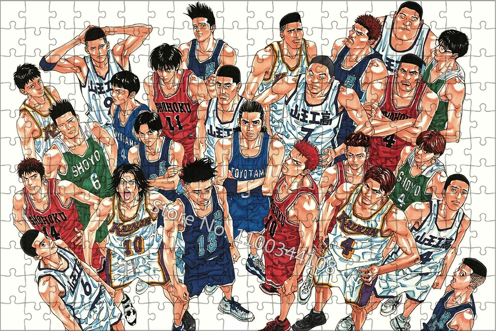 Quebra-cabeça para adultos, Slam Dunk, Brinquedos de descompressão, Cartoon Basketball, Animação Puzzles de madeira, Jogo artesanal, 300 PCs, 500 PCs, 1000 PCs