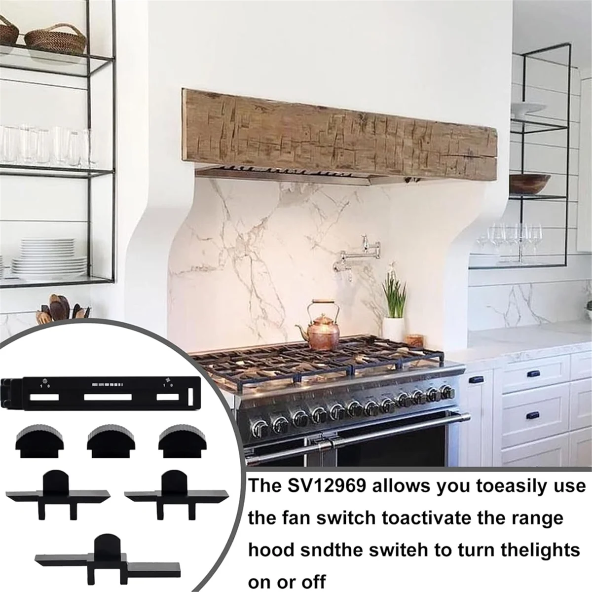 

Замена переключателя вытяжки AT16, черная рамка SV12969, совместимая со сменным переключателем SV12969