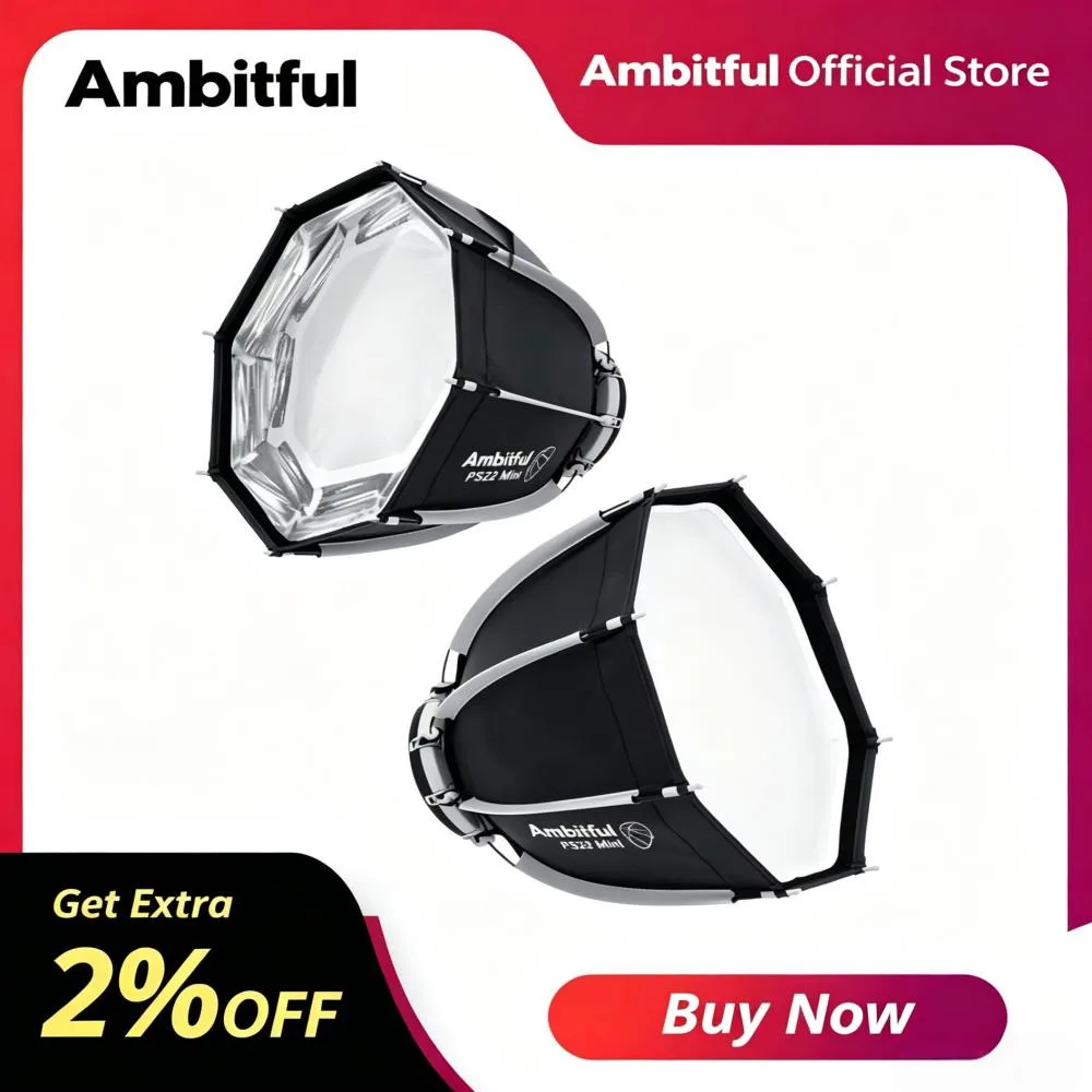 Boîte à lumière octogonale Ambitful PS22 PS30 Softbox Mini Bowens Mount COB pour photographie et vidéographie