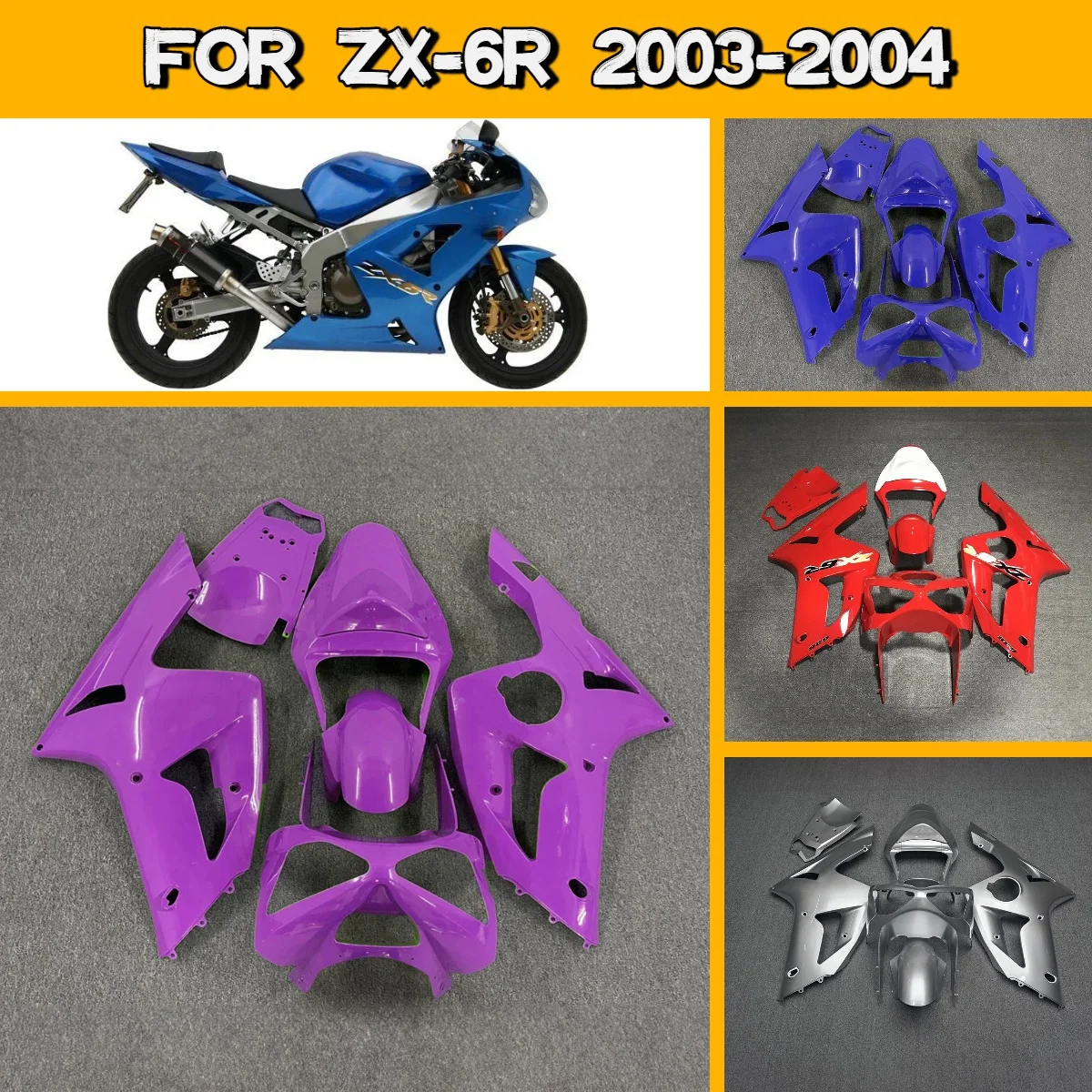 

Комплект обтекателей для Kawasaki CBR650R 2003-2004 годов, полный комплект, инжекционное литье, замена штатных деталей, для моделей ZX 6R 2003-2004 годов