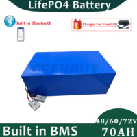 LiFePO4 Lithium Battery Pack 48V 60V 72V 70Ah Motorcycle Built-in Bluetooth BMS For 3500W 4000W 5000W 7000W Electric Cart