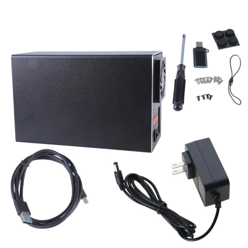 

Hard Drive Case for Five 3.5" SATAs Drive USB C/A Connection Individual Switches