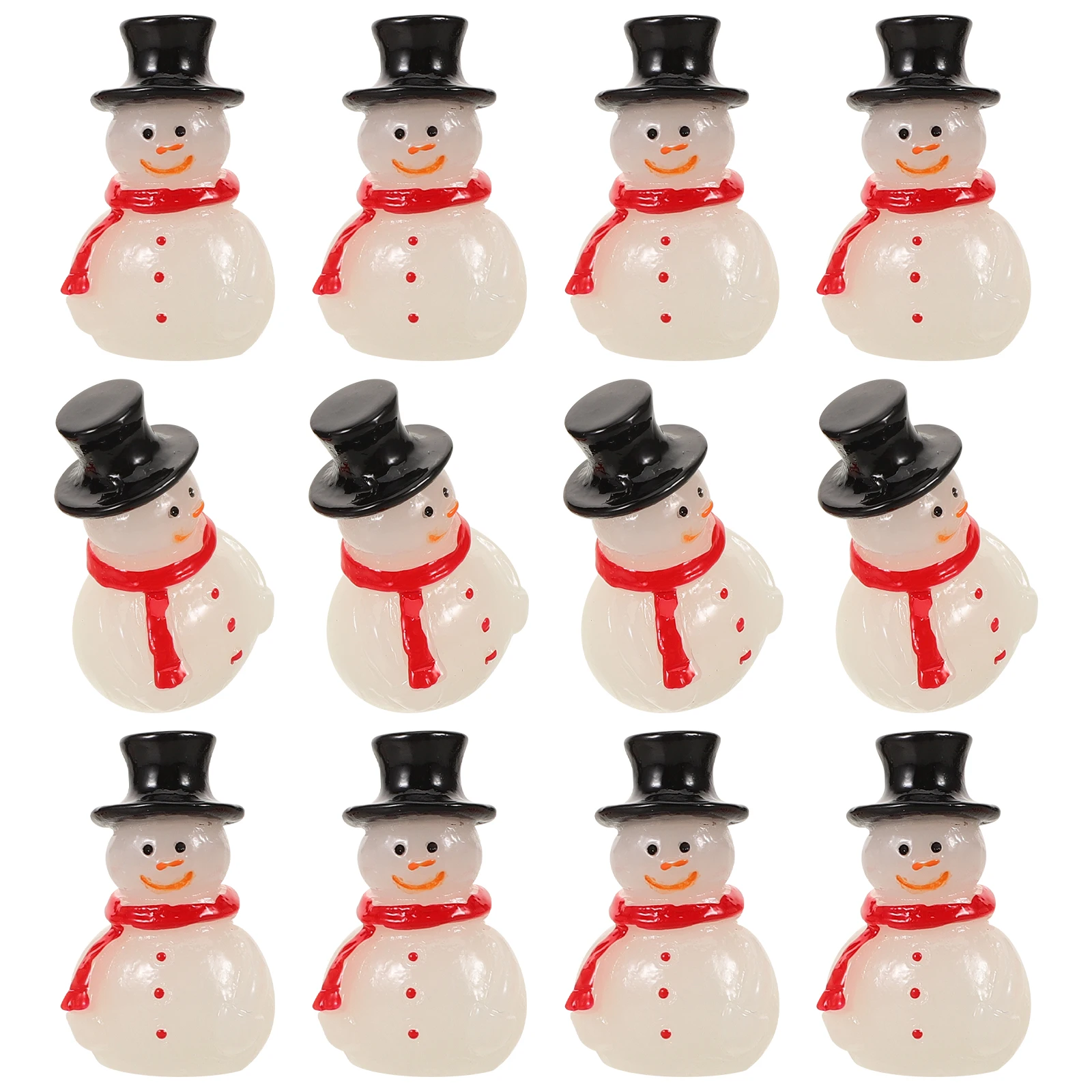 

16 Pcs Christmas Little Snowman Ornaments Micro Landscape Decorations Figurines Table Top Mini Resin Accessories