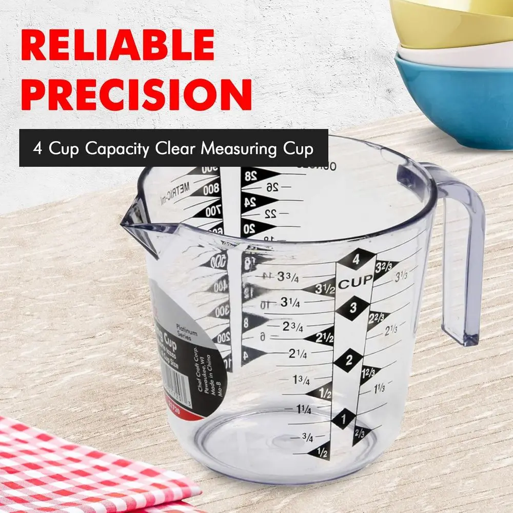 Clear 4-Cup Plastic Measuring Cup