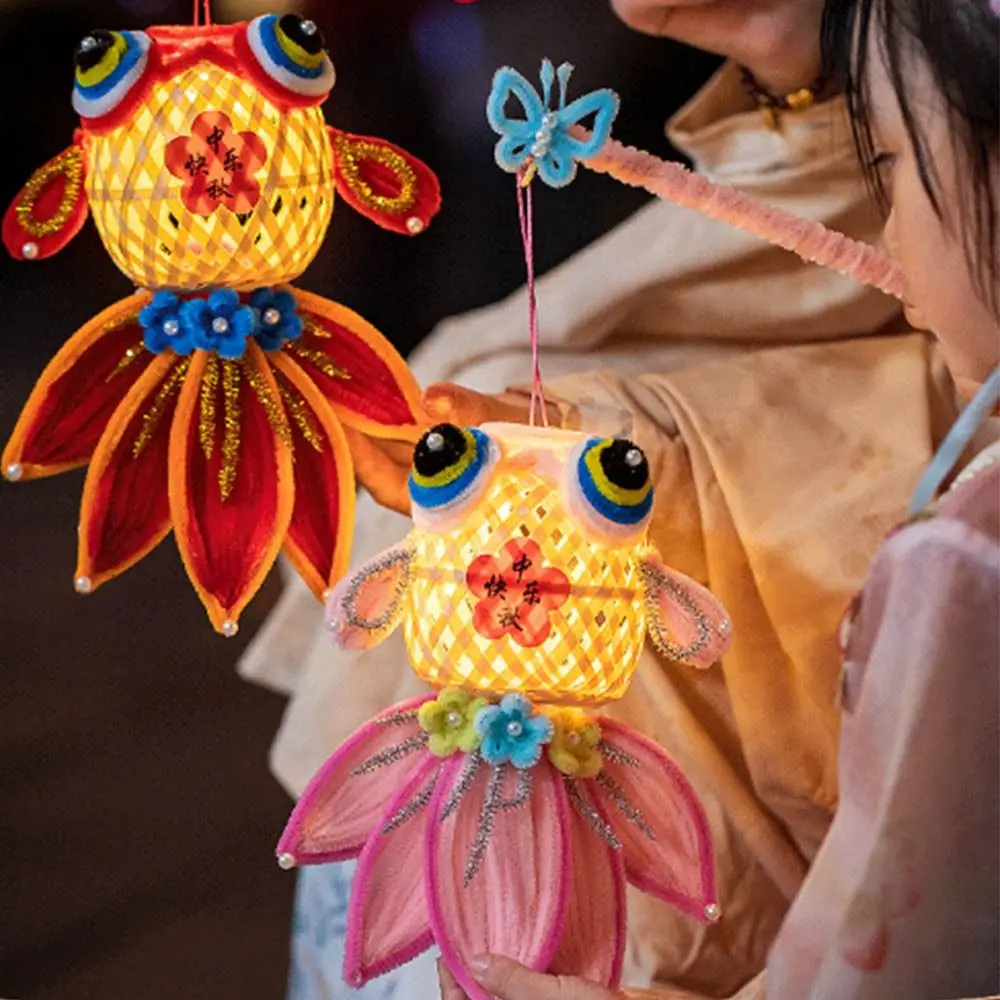 Luminous Carp Lantern Hand Made DIY Material Bag Twist Stick Goldfish Lantern Blessing Traditional