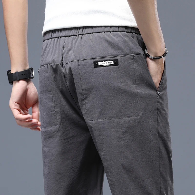 Summer Men\'s Thin Stretch Casual Shorts Fashion and Leisure Drawstring Bermuda Straight Beach Shorts Male Black Dark Grey Khaki