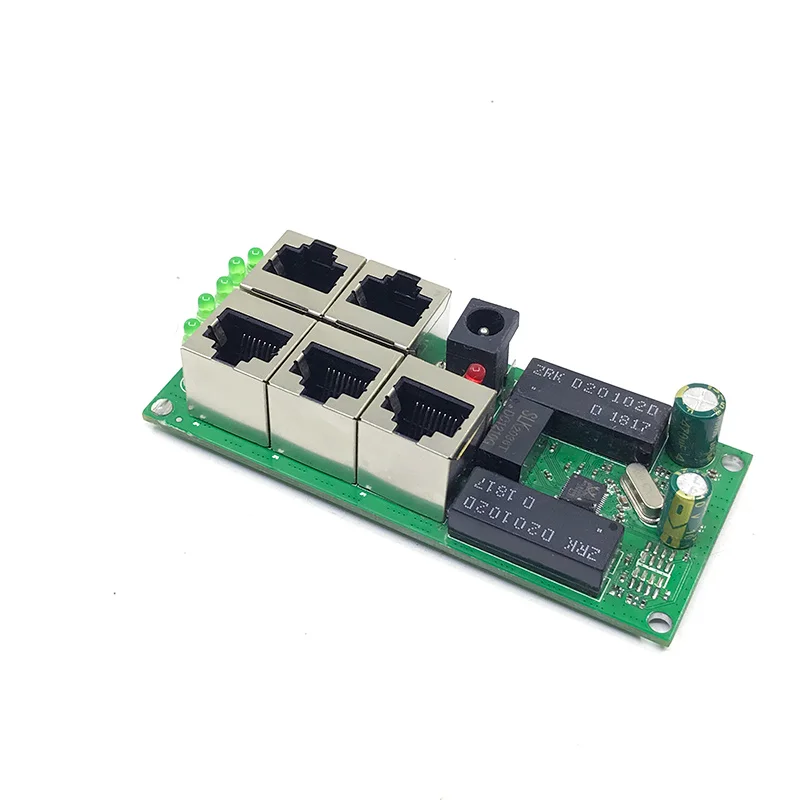Fast switch mini 5 port ethernet switch 10 / 100mbps rj45 network switch hub pcb module board for system integration module