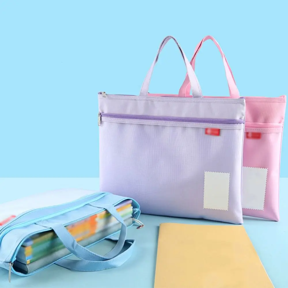 Portable Book Storage Bag Handheld Oxford Cloth a4 File Organizer Waterproof with Handle Zipper Mesh Bags Artwork Storage Bag