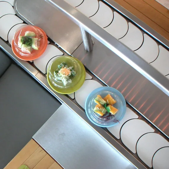 สายพานลำเลียงซูชิแบบคลาสสิกที่มีประสิทธิภาพสำหรับร้านซูชิและร้านชาบู