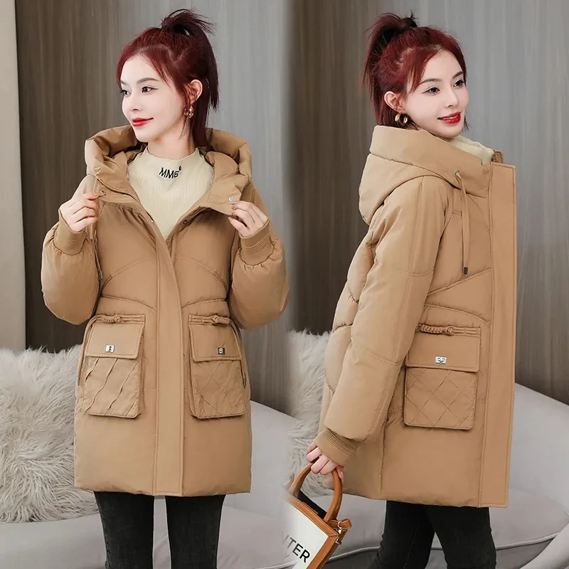 

2023 New Hooded Cotton Coat Womens Winter Parkas Jacket Windproof Warm Down Cotton Parkas Casual Loose Padded Puffer Coat Jacket