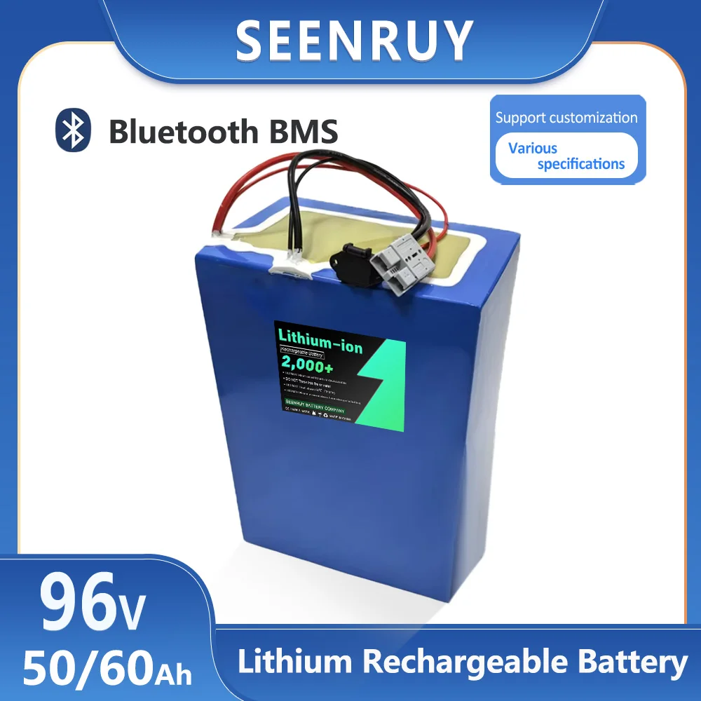 

96v 50Ah 60AH Li-ION battery pack BMS 26S 109.2V for AGV inverter vehicle scooter Motorcycle 8000W Forklift + 5A charger.