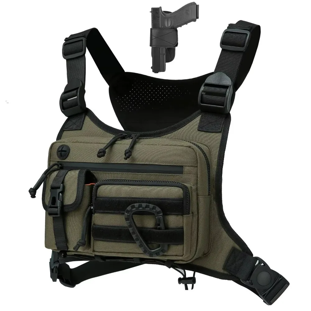 

Adjustable Sports Vest Bag Multi-functional Lightweight Multi-functional Chest Bag Water Resistant Oxford Cloth MOLLE Chest Bag
