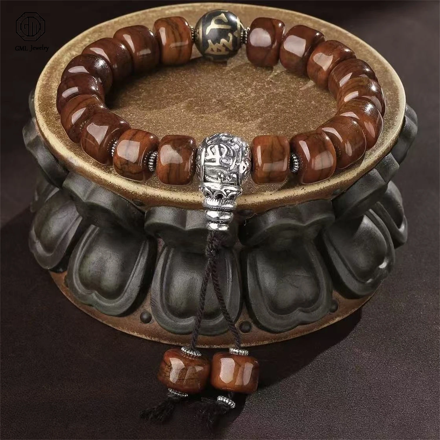 Unisex Natural Ox Bone Incense Ash Beaded Bracelet Buddhist Prayer Mala Spiritual Meditation Jewelry Gift for Men And Women
