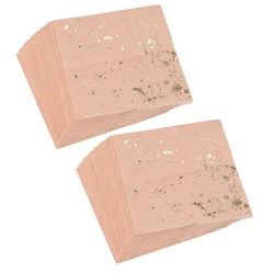 40X Set di stoviglie usa e getta in marmo rosa con blocco in oro tovaglioli di carta forniture per la tavola di carnevale per matrimoni