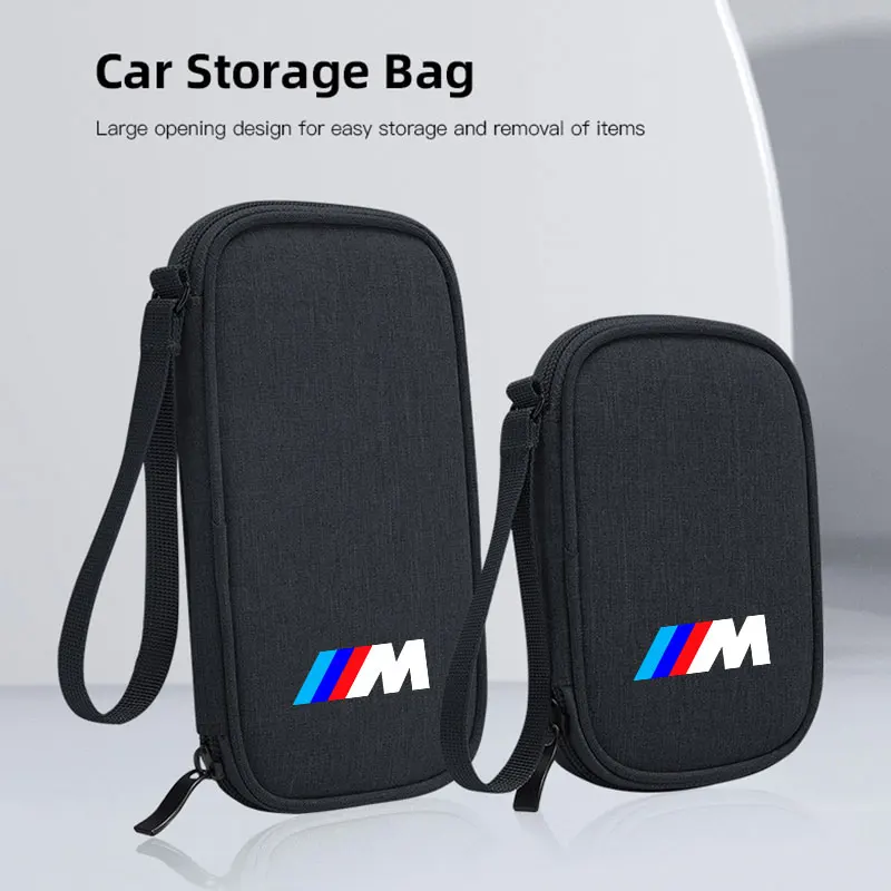 Para BMW M Performance E46 E90, ornamento decorativo para carro, mini ferramenta tecnológica, estojo portátil, carregador, pen drive USB, bolsa com zíper.