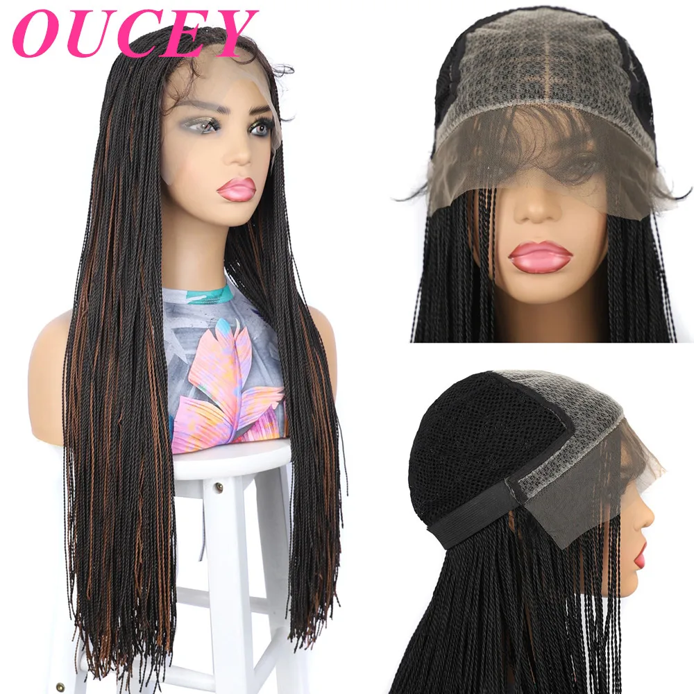 

OUCEY Synthetic Hair Lace Front Wigs for Women Middle Part Senegalese Twist Braided Wigs for Black Women Crochet Hair Wig Female