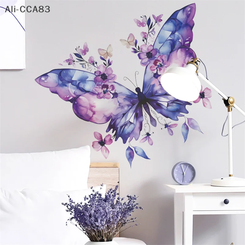 

CCA83-Butterfly Flower Wall Sticker Refrigerator Sticker On Door Closet Bedroom Home Beautification Decal Decoration