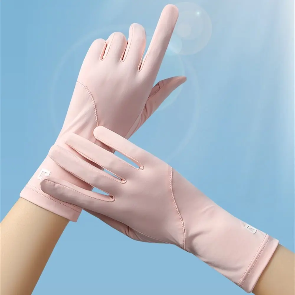 قفازات رقيقة مرنة من الحرير الجليدي مضادة للأشعة تحت البنفسجية للنساء والفتيات ، شاشة تعمل باللمس ، مقاومة للانزلاق ، حماية من الشمس ، واقي من الشمس ، الموضة