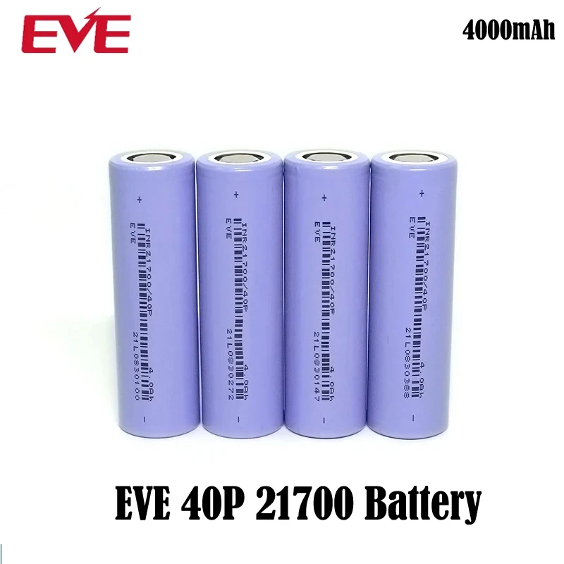 EVE INR 21700 40P 4000mAh 3.6V Lithium Battery High Power Capacity Rechargeable 21700 Cells For Power Tools Vacuum Cleaner