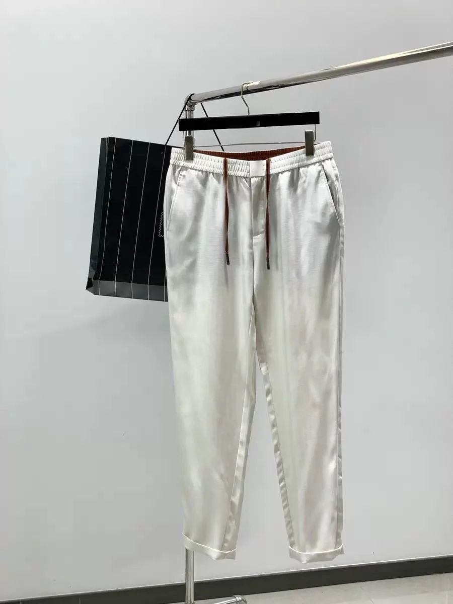 

Italian Sle Men's Casual Pants Elastic Waist Dstring Soft Skin-friendly Vintage Straight Leg Harlan Trousers Busin Si...