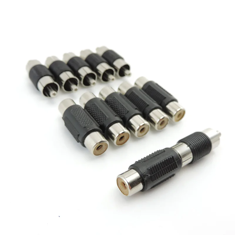 5pcs RCA Female to Female Jack Plug Connector Adapter Male to Male RCA Connector Video Audio Extender Cord Cable Converter