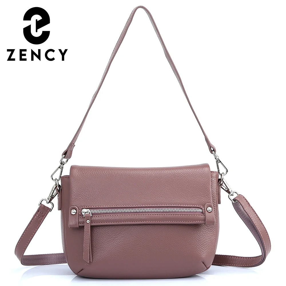 

Zency Genuine Leather Shoulder Bag For Women New Winter Simple Vintage Commute Crossbody Cover Small Handbag Classic Girl Tote