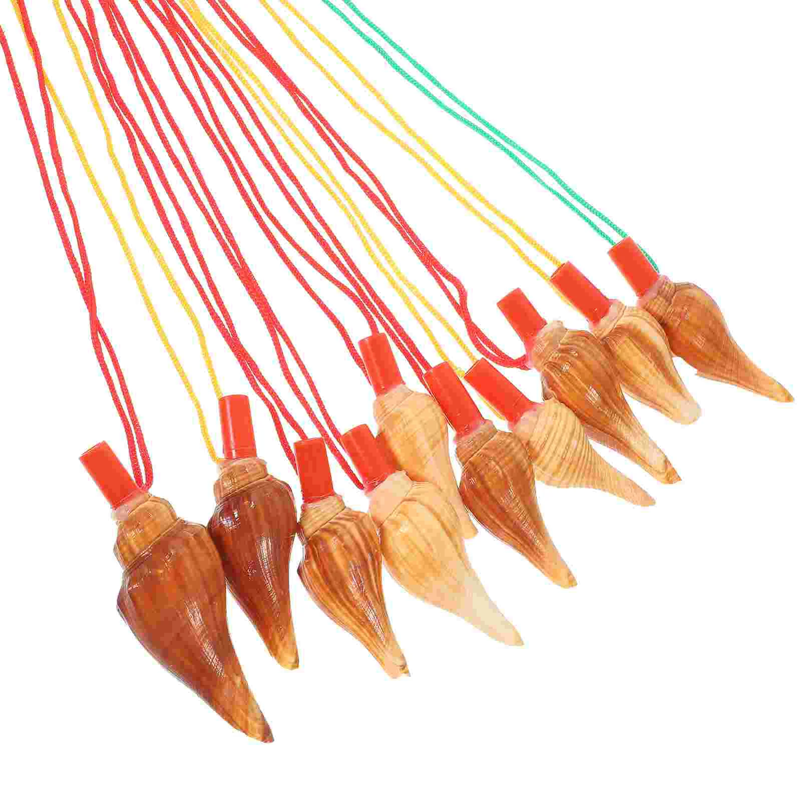 10 Pcs Scallop Shell Pendant Conch Sea Whistle Decor Whistles for Kids Musical Instrument Necklace
