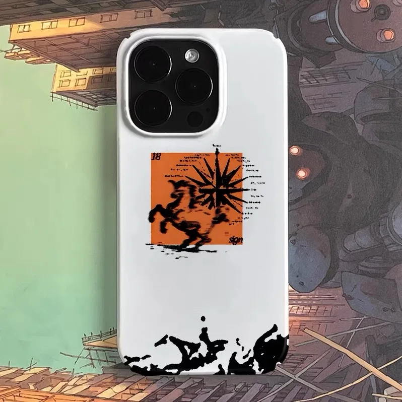 

Retro Orange Poster Horse Phone Case for IPHONE 17 Air 16E 15 PROMAX 14 Plus 13 12 MINI 11 PRO 16Plus XR XS Acrylic Phone Cover