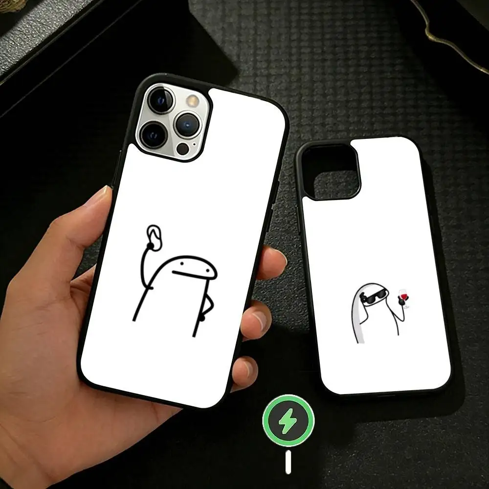 

F-Flork Stick Figure Memes Phone Case For iPhone 17 16 15 14 13 12 Pro Max Plus for Mirror Wireless Magnetic Cover