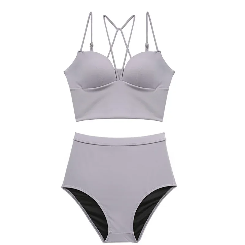 Koreanischer Bikini mit hoher Taille, 2025, sexy Damen-Tankini-Bademode, fester Badeanzug, Damen-Bikini-Set mit offenem Rücken und Strandbadebekleidung