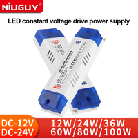 LED lighting transformer 12W 24W 36W 60W 80W 100W drive power adapter DC 12V 24V for lighting fixtures LED light strips