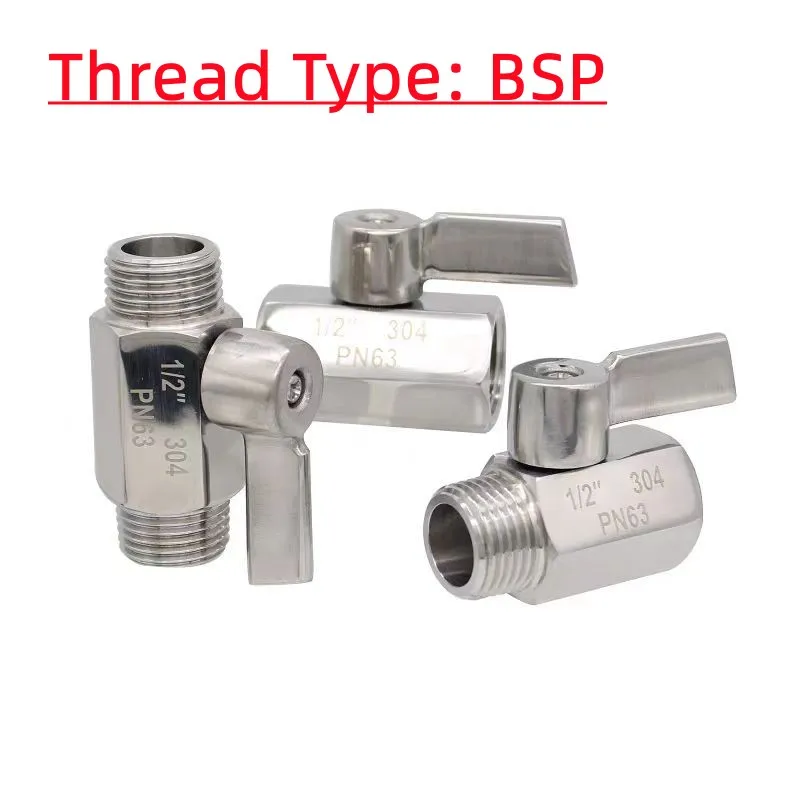 

304 Stainless Steel Mini Ball Valve Sanitary 1/8 1/4 3/8 1/2 3/4 BSP NPT Female Male Thread Water Oil 2 Way Ball Valve Homebrew