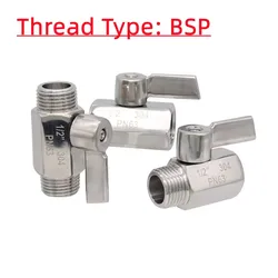 304 Stainless Steel Mini Ball Valve Sanitary 1/8 1/4 3/8 1/2 3/4 BSP NPT Female Male Thread Water Oil 2 Way Ball Valve Homebrew