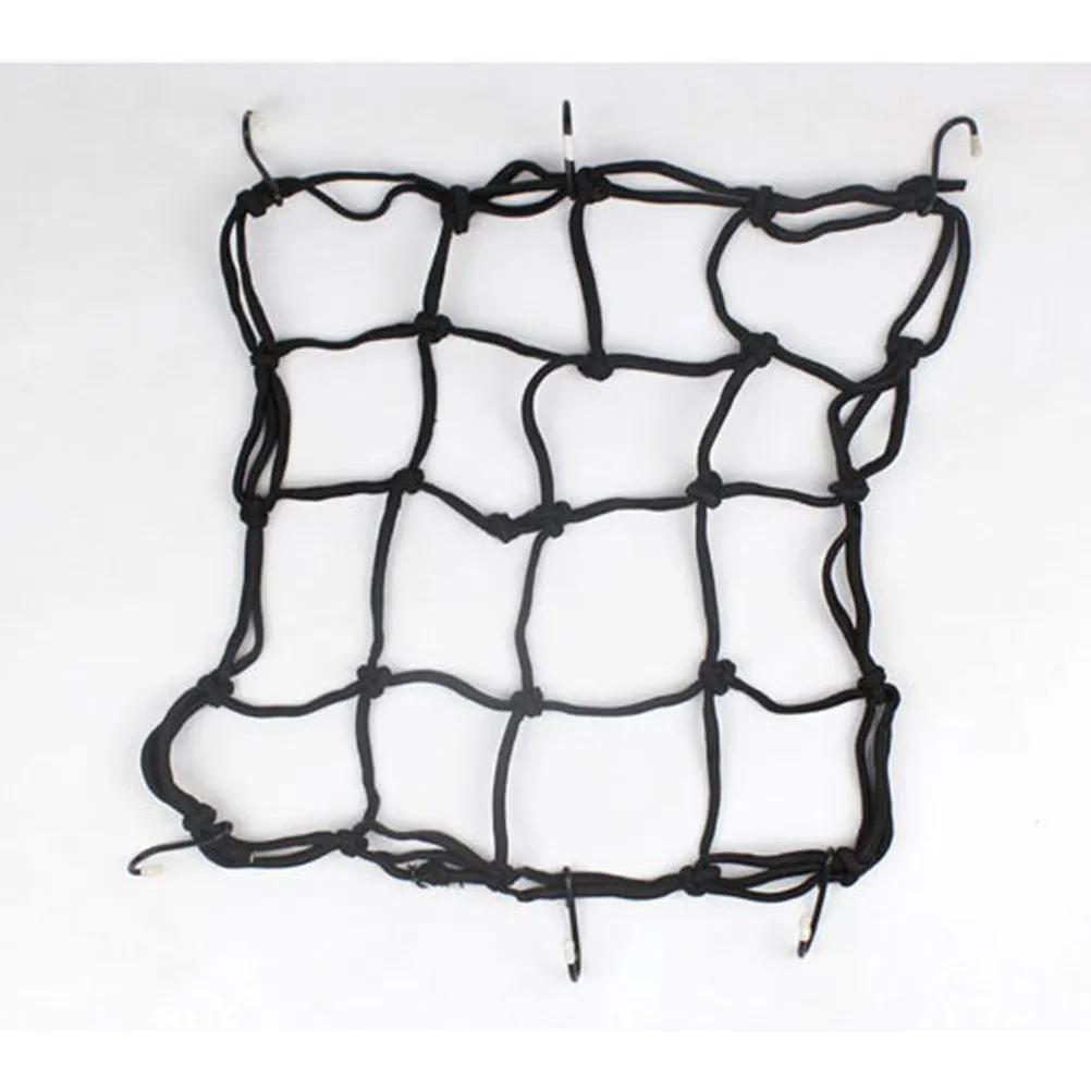 Motorcycle Net 30x30cm Heavy Duty Polyester Bungee Cargo Storage Bag for Helmets Jackets Scooter Moped Road Trip Luggage